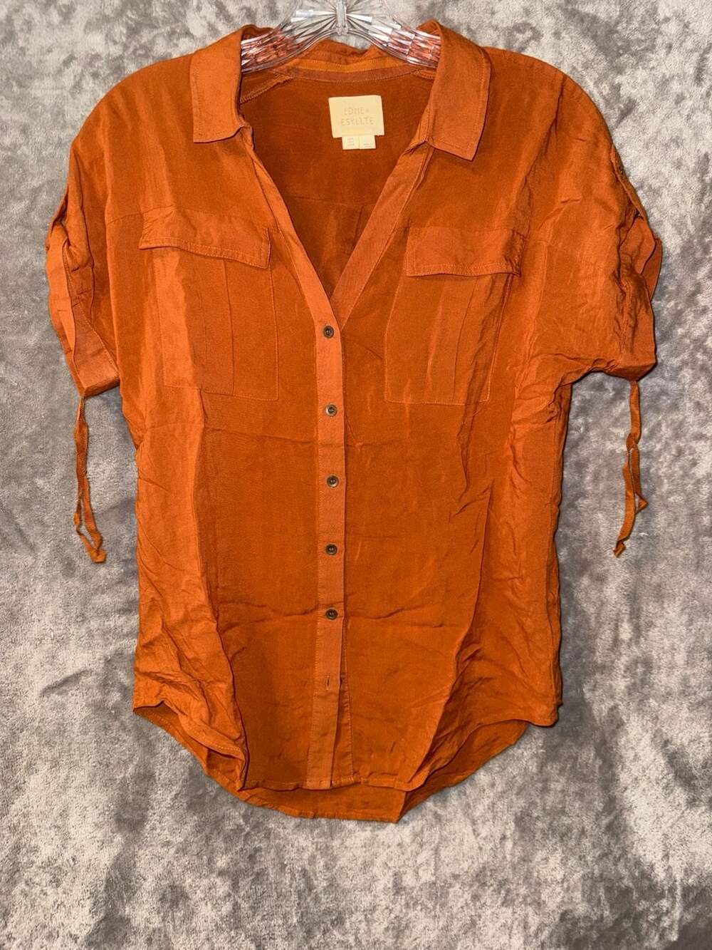 Edme & Esyllte Rust Orange Button-Down Utility Shirt Size 0